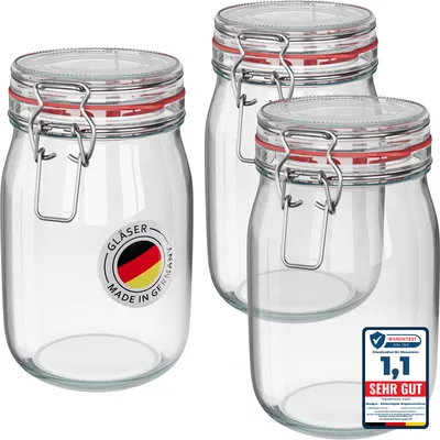 Produktbild von WELLGRO Einmachgläser mit Bügelverschluss rund 1140ml - Vorratsgläser