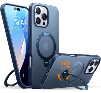 Immagine prodotto di Custodia per iPhone 16 Pro con supporto magnetico, compatibile con MagSafe, colore blu