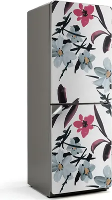 Produktbild von Pastellfarbenes Blumenmuster – Kühlschrank Aufkleber – Klebefolie Kühlschrank – Kühlschrank Dekor – Kühlschrankfolie selbstklebend – Küchen Dekoration – 70x190 cm