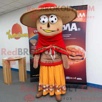 Productafbeelding van Mascottekarakter REDBROKOLY van een Fajitas gekleed met een vest en cumberbanden