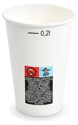 Produktbild von 50x Heiß- und Kaltgetränkebecher PappbecherMix/PE weiß 200ml Eichstrich Ø 70mm