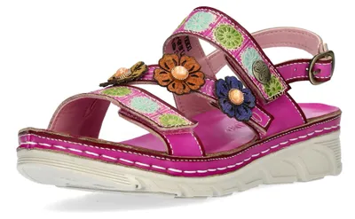 Produktbild von Laura Vita Damen Sandale floral gemustert Blumenapplikationen Dorry 18, Größe:40 EU, Farbe:Pink