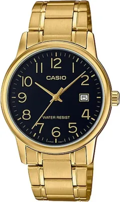 Image de Casio #MTP-V002G-1B Hommes Standard Analogique Ton Or Acier Inoxydable