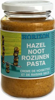 Produktbild von -Haselnusscreme mit Rosinen 350 g – HORIZON