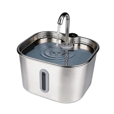Produktbild von Katzenbrunnen Edelstahl, 2,2L Trinkbrunnen für Katze mit Kabel, Einfach zu Reinigen, katzenbrunnen mit Vierfaches Filtersystem , Ultraleise