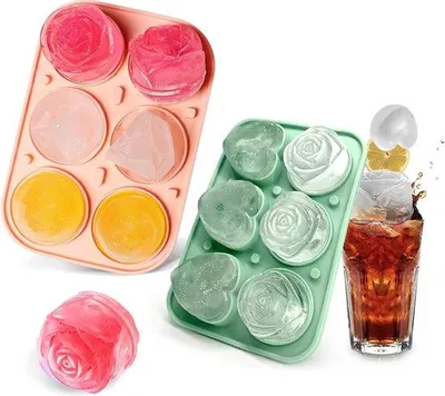 Obrázek produktu pro Silikonová forma na kostky ledu, 6 přihrádek, průhledné víčko
