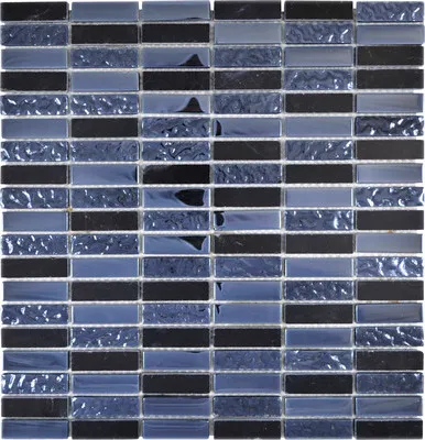 Produktbild von Glasmosaik mit Naturstein XCM SM86 31x32,2 cm schwarz