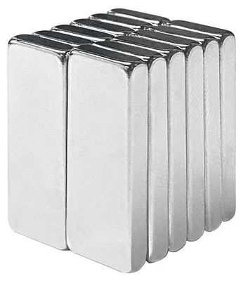 12 Neodym-Magnete, 30x10x3 mm, rechteckig, silber