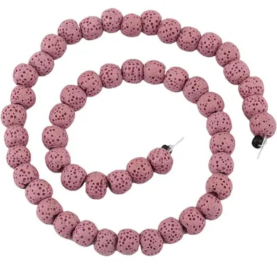 Productafbeelding van Lavasteen kralenketting, 8 mm, roze, geschikt voor sieraden maken en als diffuser