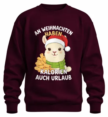 Produktbild von An Weihnachten Haben Kalorien Urlaub Alpaka Lama Nikolaus Sweatshirt Pullover, Burgundy, XXL