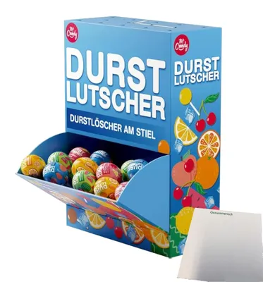 Produktbild von M Candy Durstlutscher Frucht-Lollis 100St (1200g Packung) + usy Block