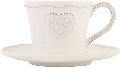 Obrázok produktu pre Clayre & Eef kávová šálka s podnáradníkom HEART prirodzená 0,22 l