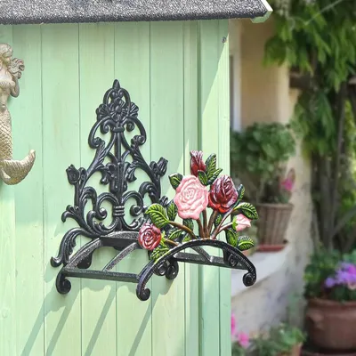 Produktbild von Gusseiserne Gartenschlauchhalterung - Wandwasserschlauchhalterung - Dekorative hängende Schlauchhalterung - Schlauchaufroller - Metallische Schlauchständer