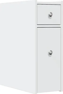 Produktbild von vidaXL Badschrank Schmal mit Rollen Weiß Holzwerkstoff