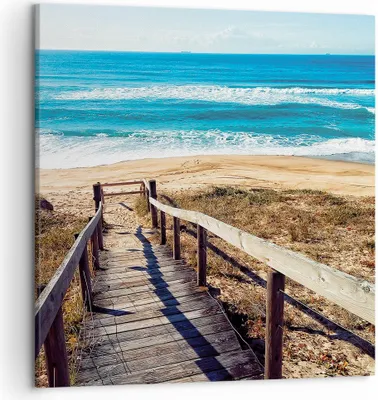 Produktbild von Bild auf Leinwand - Leinwandbild - Einteilig - Meer Strand Eintritt - 50x50cm - Wand Bild - Wanddeko - Wandbilder - Leinwanddruck - Bilder - Wanddekoration - Leinwand bilder - Wandbild - AC50x50-4359