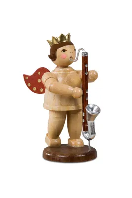 Produktbild von Holzfigur Engel mit Bassklarinette und Krone Höhe 6,5cm NEU