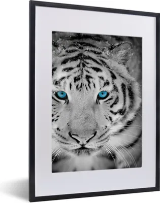 Produktbild von MuchoWow® MuchoWow® Gerahmtes Poster Tiger - Kopf - Augen 30x40 cm - Poster mit zchwarzem Bilderrahmen - Wandposter Schlafzimmer