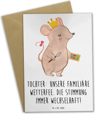 Produktbild von Mr. & Mrs. Panda Grußkarte Tochter Wetterfee - Weiß - Geschenk, weihnachtskarten, Geburtstage, glückwunschkarten, einzigartige Designs, einladungskarten, hochzeitskarten