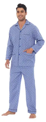 Produktbild von Herren-Pyjama-Set aus 100% Baumwolle – Langärmlig mit Knopfleiste und geometrischem Muster