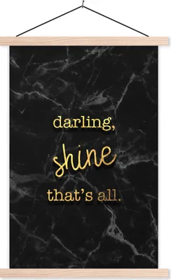 Produktbild von MuchoWow® Textilposter Zitate - Glänzen - Gold - Marmor 40x60 cm mit holzfarbenen Rahmen - Poster