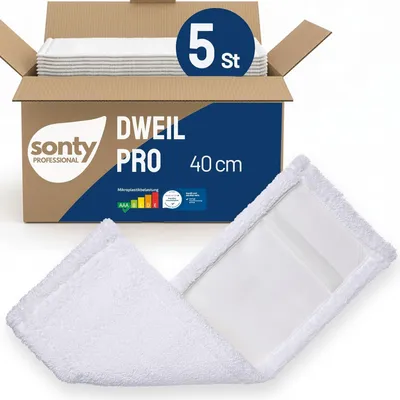 Productafbeelding van Microvezel dweil, 40 cm, set van 5 navuldoeken, wasbaar tot 95°C, geschikt voor verschillende vloeren