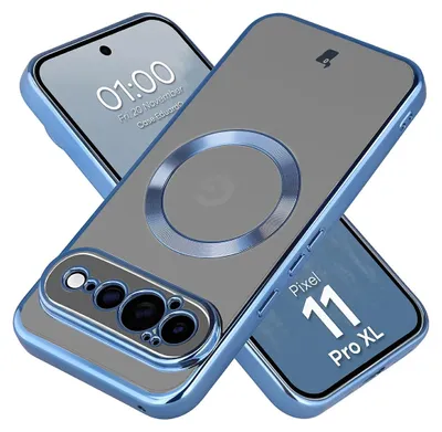 Produktbild von Handyhülle mit Magnetring für Google Pixel 11 Pro XL, Bizon Case EduardO, Transparent-Blau