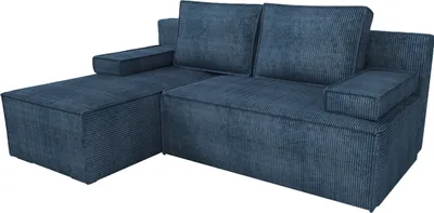 Produktbild von BroMARKT Ecksofa mit Schlaffunktion Caspar Blau Cord Links