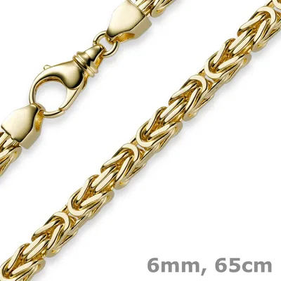 Produktbild von 6mm Kette Halskette Königskette aus 750 Gold Gelbgold 65cm Herren Goldkette