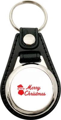 Produktbild von Huuraa Schlüsselanhänger Ho Ho Ho Santa Merry Christmas Metall mit Kunstleder Schlüsselring Einkaufswagenchip Geschenkidee