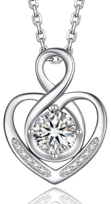 Productafbeelding van Oneindigheidssymbool ketting, dames, 1 karaat moissanite, zilver 925, hartvormige hanger, cadeau