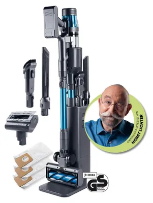 Produktbild von Lichterblitz Akku-Zyklon-Staubsauger 29,6V grau/blau Deluxe mit Absaugstation