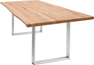 Produktbild von Esstisch Massiv Danyette 160 x 90 x 74 Esszimmertisch Holz massiv Wildeiche geölt/Edelstahl gebürstet 12068-160090