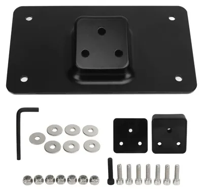 Image de Plaque d'immatriculation à poser, 3 trous, noire, en acier et en caoutchouc, compatible avec les véhicules Big à partir de 1973