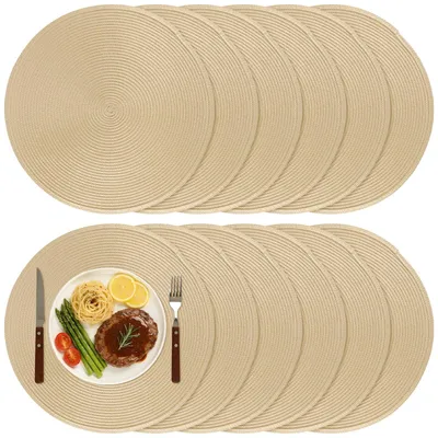 Productafbeelding van Omgoods- Placemat Set van 12 - Ronde Placemat - Afwasbaar - Hittebestendig - 38 cm - Hoogwaardig PP-Materiaal - Tafelonderzetters