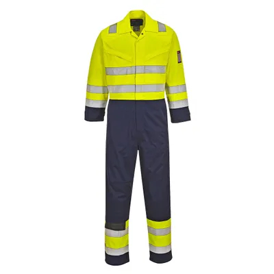 Image de Portwest MV28 Warnschutz MODAFLAME Combinaison Jaune/Marine Gr. XL
