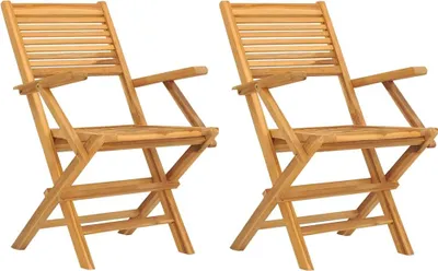 Produktbild von vidaXL Gartenstühle 2 Stk. Klappbar 55x62x90 cm Massivholz Teak