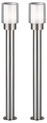 Produktbild von 2x Stehleuchte, Edelstahl, silber, weiß, H 80 cm