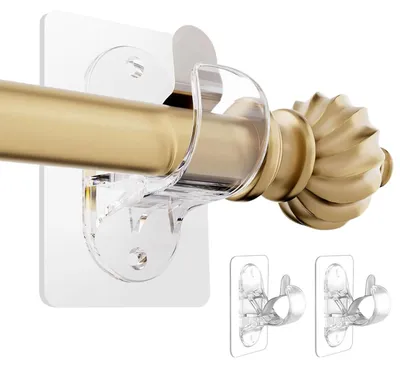 Gardinenstangenhalter, 2 Stück, selbstklebend, ohne Bohren, transparent