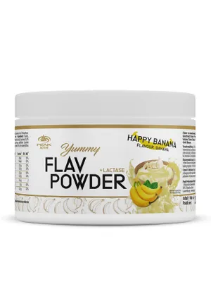 Immagine prodotto di Yummy Flav Powder - 250g : Happy Banana I sapore in polvere I basso contenuto calorico I gusto eccezionale I inulina I fibra alimentare I con lattasi I per l'uso e la dolcificazione di piatti, frullati, caffè I per la cucina, la cottura al forno, vegano, a basso contenuto di zucchero
