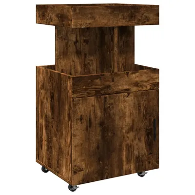 Productafbeelding van Barwagen van gerookt eikenhout, 50x41x89 cm, gemaakt van houtvezel