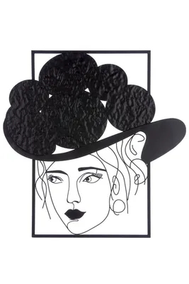 Imagen del producto de Relieve de pared decorativo, rectangular, "Mujer con sombrero de bolas", motivo femenino, metal, color , unidad de venta: 1, largo: 2 cm, ancho: 58 cm, alto: 60 cm. Código: 69127
