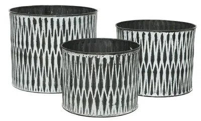 Produktbild von Pflanztopf Blumentopf Blumenübertopf Zink weiß gebleicht 3er Set