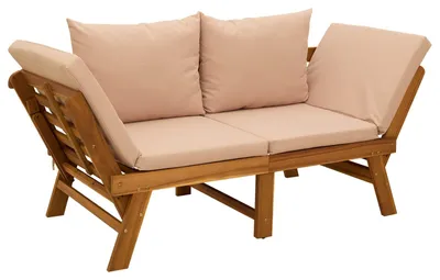 Image de vidaXL Banc de jardin 3 en 1 avec coussin, en bois d'acacia massif, finition naturelle