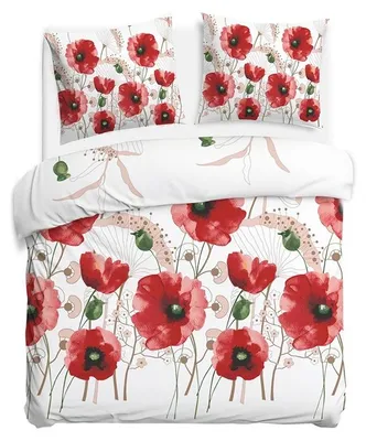 Obrázek produktu pro Ložní prádlo, flanelové ložní prádlo, teplé, vhodné na zimu, rozměr 200x220, model 31526-1, motiv: mák