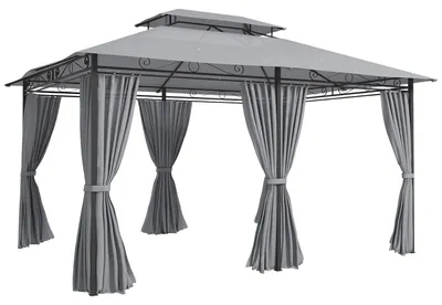 Obrázek produktu pro Venkovní pavilon se závěsy, odvětrávaná střecha, tmavě šedý