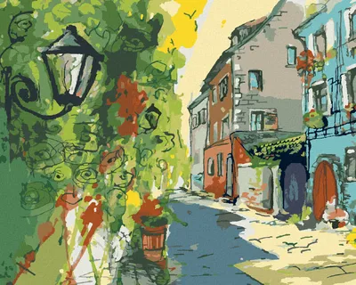 Produktbild von Zuty - Malen nach Zahlen - KLEINE STRASSE IN DER STADT, 40x50 cm, mit Keilrahmen (bereits gespannt)