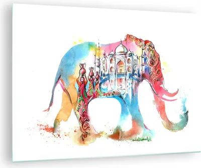 Produktbild von Bilder auf glas - Elefant Indien ethnisch Kultur - 70x50cm - Glasbilder - Wandbilder - Kunstdruck - zum Aufhängen bereit - Wanddekoration aus Glas - Glas Bilder - Wandbild auf Glas - GAA70x50-3037