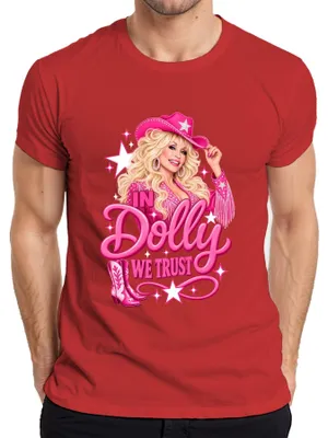 Produktbild von In Dolly We Trust Pink Cowgirl Hut Country Musik Nashville Retro Herren T-Shirt, Rot, XL