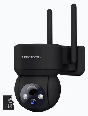 Productafbeelding van Protectly® Bewakingscamera Voor Buiten – 2K HD 3MP - 64GB SD - Buiten Camera Met Nachtzicht – Buitencamera - Beveiligingscamera Buiten - Met WiFi en APP 2.4/5 GHz