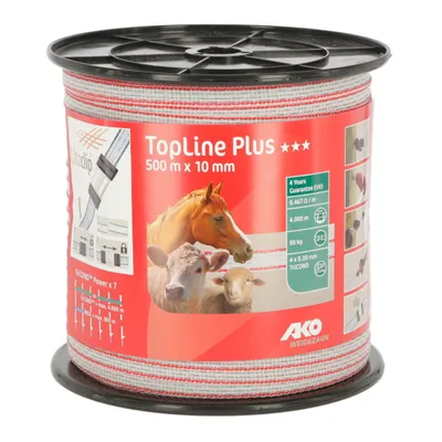 Produktbild von AKO Weidezaunband TopLine Plus weiß/rot, 500 m Länge, 10 mm breit